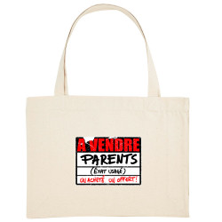 Grand sac shopping en toile recyclé naturel A vendre parents (Gondrax,Humour)