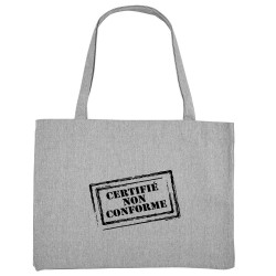 Grand sac shopping en toile recyclé gris chiné Certifié non conforme (Gondrax,Slogans engagés)