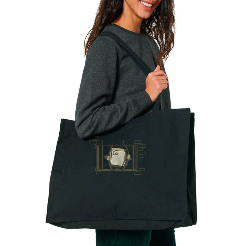 Grand sac shopping en toile recyclé noir Echappe - Escape (Gondrax,Jeux Vidéo / Geek,Humour)