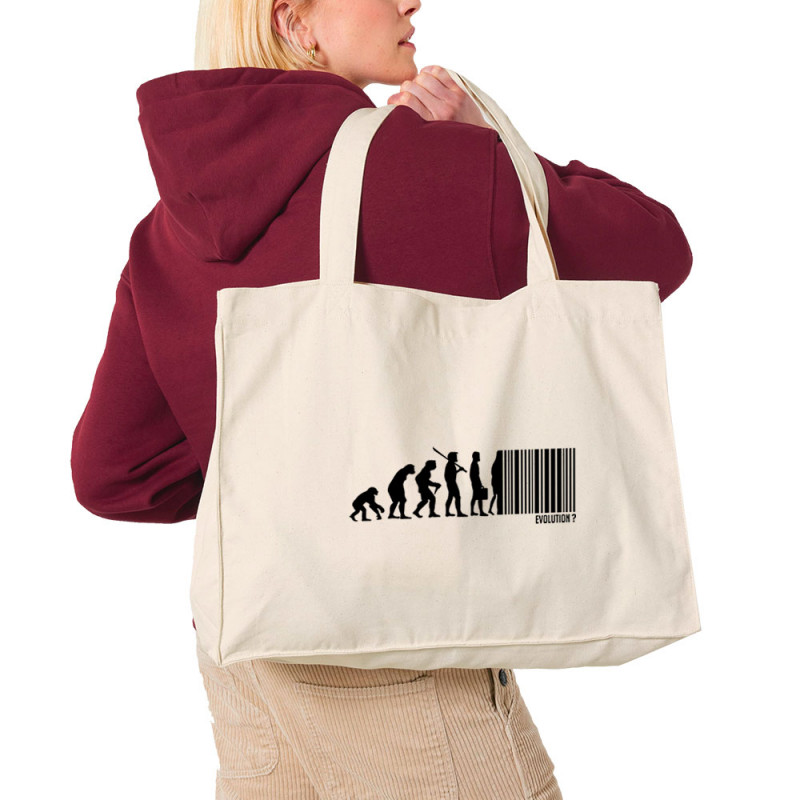 Grand sac shopping en toile recyclé naturel Evolution code barre (Gondrax,Slogans engagés,Evolution)
