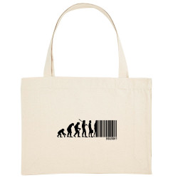 Grand sac shopping en toile recyclé naturel Evolution code barre (Gondrax,Slogans engagés,Evolution)