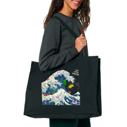 Grand sac shopping en toile recyclé noir Sorry Mr Hokusaï (Gondrax,Ecologie,Musée,Humour,Hokusaï)