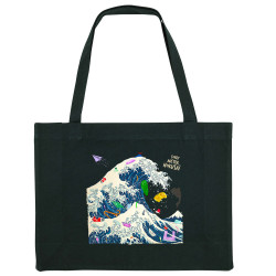 Grand sac shopping en toile recyclé noir Sorry Mr Hokusaï (Gondrax,Ecologie,Musée,Humour,Hokusaï)