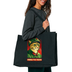 Grand sac shopping en toile recyclé noir Miaou Tse Toung (Animaux,Humour,Chats)