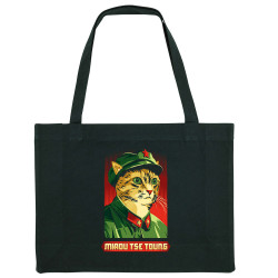 Grand sac shopping en toile recyclé noir Miaou Tse Toung (Animaux,Humour,Chats)