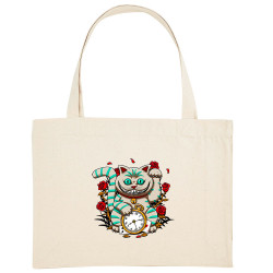 Grand sac shopping en toile recyclé naturel Lucky Alice Cat (Le Duc,Animaux,Chats)