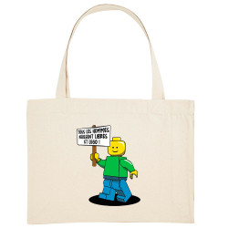Grand sac shopping en toile recyclé naturel Libres et Légo (Humour,Slogans Débiles,Gondrax)
