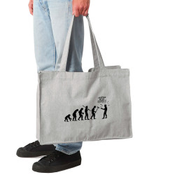 Grand sac shopping en toile recyclé gris chiné Arrêtez de me suivre (Gondrax,Humour,Evolution)