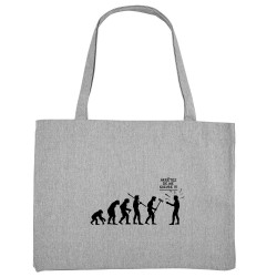 Grand sac shopping en toile recyclé gris chiné Arrêtez de me suivre (Gondrax,Humour,Evolution)