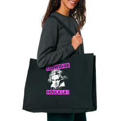 Grand sac shopping en toile recyclé noir Ludwig Von 88 - Houlala (Ludwig Von 88)
