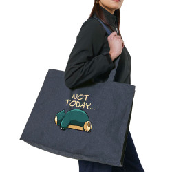 Grand sac shopping en toile recyclé bleu nuit Not Today (Le Duc,Animaux,Humour,Chats,Manga Kawaï japan)