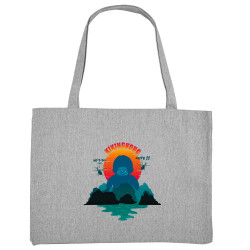 Grand sac shopping en toile recyclé gris chiné Kiking Kong (Ptit Mytho,Animaux,Films/Séries)