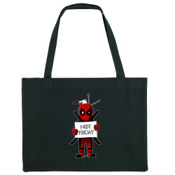 Grand sac shopping en toile recyclé noir Deadpool - Not Today (Le Duc,Films/Séries)