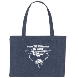 Grand sac shopping en toile recyclé bleu nuit Yoda trop vieux (Skurg,Films/Séries,Détournements,Star Wars)