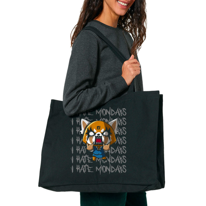 Grand sac shopping en toile recyclé noir Aggretsuko - Monday (Le Duc,Jeux Vidéo / Geek,Films/Séries,Manga Kawaï japan)