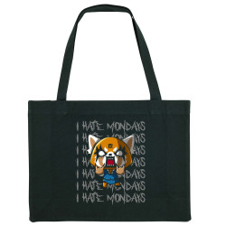 Grand sac shopping en toile recyclé noir Aggretsuko - Monday (Le Duc,Jeux Vidéo / Geek,Films/Séries,Manga Kawaï japan)