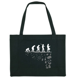 Grand sac shopping en toile recyclé noir Evolution Pollution (Gondrax,Evolution,Ecologie)