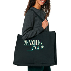 Grand sac shopping en toile recyclé noir Zenzile - Sound Patrol (Zenzile)