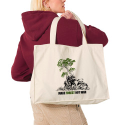 Grand sac shopping en toile recyclé naturel Make Forest Not War (Gondrax,Ecologie,Slogans engagés)