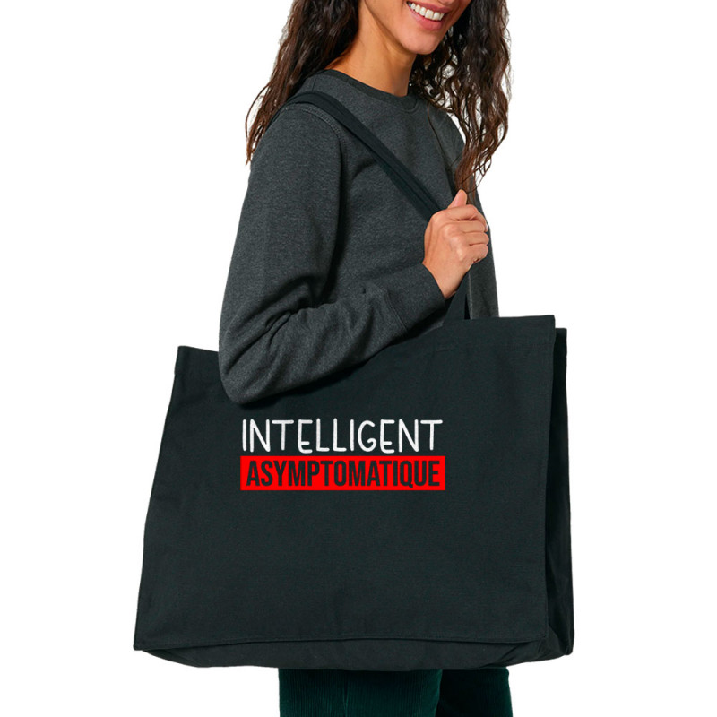 Grand sac shopping en toile recyclé noir Intelligent Asymptomatique (Gondrax,Humour,Slogans Débiles)