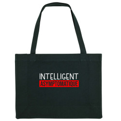 Grand sac shopping en toile recyclé noir Intelligent Asymptomatique (Gondrax,Humour,Slogans Débiles)