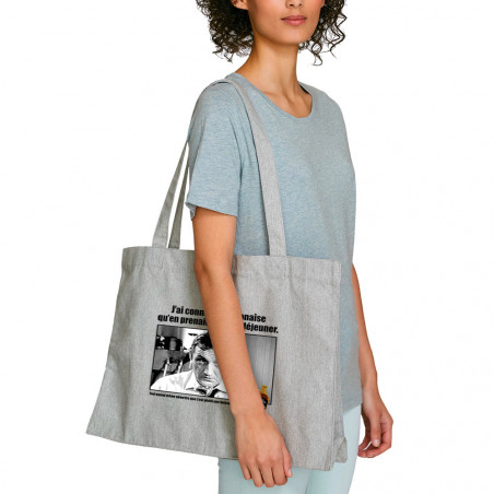 Grand sac shopping en toile recyclé gris chiné Une polonaise (Films/Séries,Les Tontons Flingueurs)