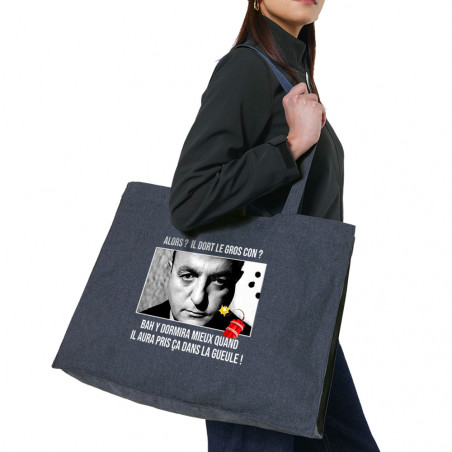 Grand sac shopping en toile recyclé bleu nuit Il dort le gros con (Films/Séries,Les Tontons Flingueurs)