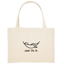 Grand sac shopping en toile recyclé naturel Just Do It Hamac (Gondrax,Humour,Paresse)