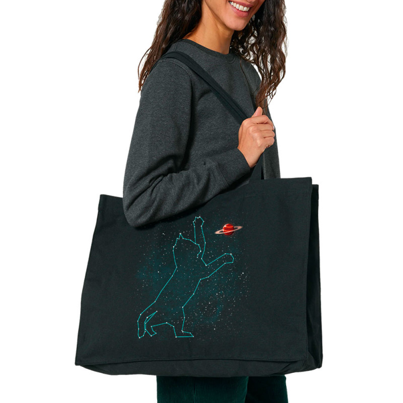 Grand sac shopping en toile recyclé noir Space Cat (Le Duc,Animaux,Chats)