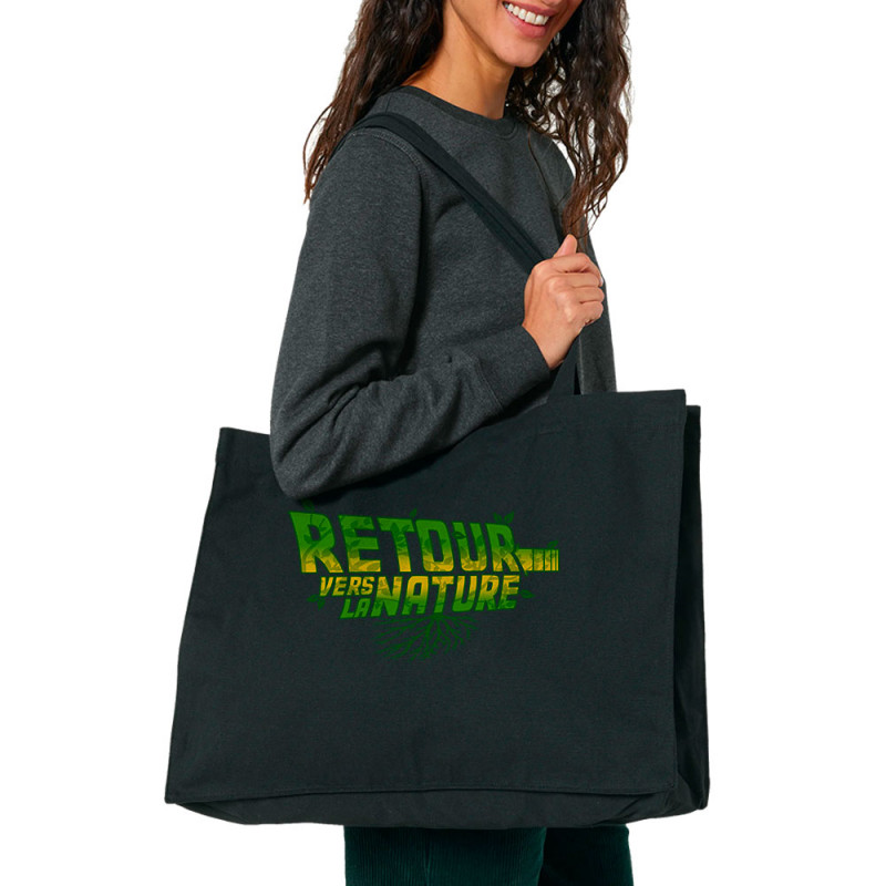 Grand sac shopping en toile recyclé noir Retour vers la nature (Gondrax,Ecologie,Films/Séries,Détournements)