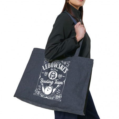 Grand sac shopping en toile recyclé bleu nuit Big Lebowski (Films/Séries)