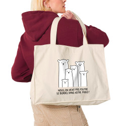 Grand sac shopping en toile recyclé naturel Le bordel dans votre frigo (Gondrax,Animaux,Ecologie,Humour)
