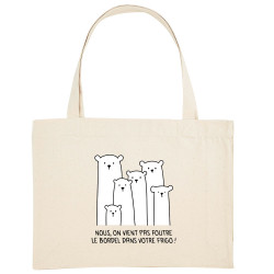 Grand sac shopping en toile recyclé naturel Le bordel dans votre frigo (Gondrax,Animaux,Ecologie,Humour)