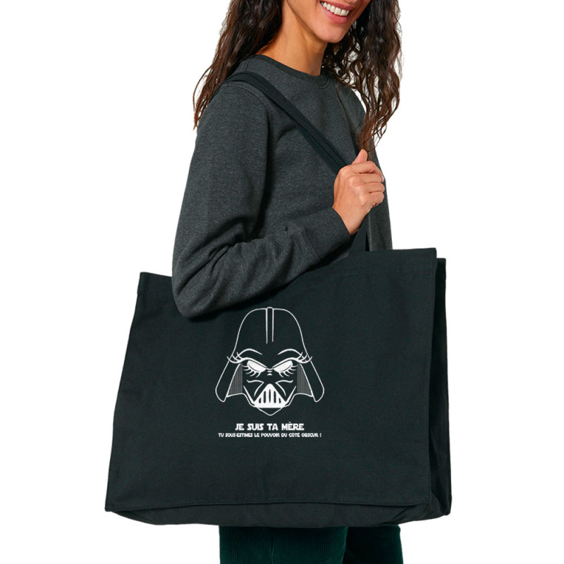 Grand sac shopping en toile recyclé noir Je suis ta mère (Humour,Films/Séries,Fête des mères,Détournements,Papa Maman Papy Mamie