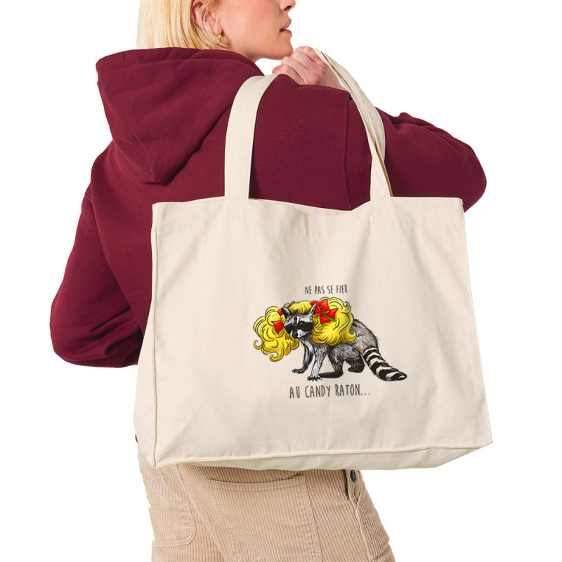 Grand sac shopping en toile recyclé naturel Candy Raton (Mr Mouton,Animaux,Humour)
