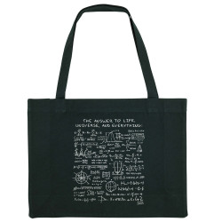 Grand sac shopping en toile recyclé noir The Answer to Life 42 (Le Duc,Jeux Vidéo / Geek)