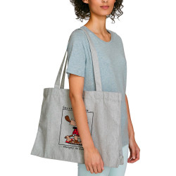 Grand sac shopping en toile recyclé gris chiné Sauvez un arbre Mangez un castor (Humour,Animaux)