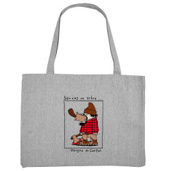 Grand sac shopping en toile recyclé gris chiné Sauvez un arbre Mangez un castor (Humour,Animaux)