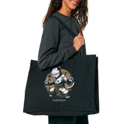 Grand sac shopping en toile recyclé noir Cha(t)olin (Gondrax,Animaux,Humour,Chats)