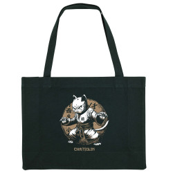 Grand sac shopping en toile recyclé noir Cha(t)olin (Gondrax,Animaux,Humour,Chats)