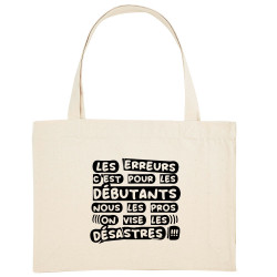 Grand sac shopping en toile recyclé naturel Les erreurs (Zewa,Slogans Débiles)