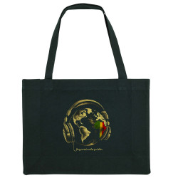 Grand sac shopping en toile recyclé noir Reggae Music makes you better (Gondrax,Reggae)