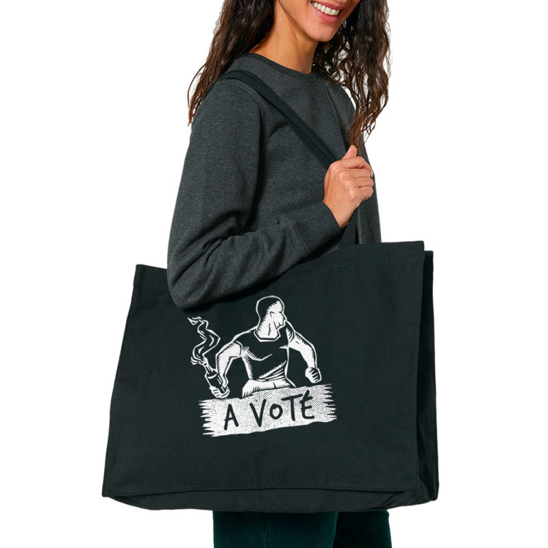 Grand sac shopping en toile recyclé noir A voté (homme) (Gondrax,Slogans engagés,Elections)