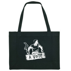 Grand sac shopping en toile recyclé noir A voté (homme) (Gondrax,Slogans engagés,Elections)