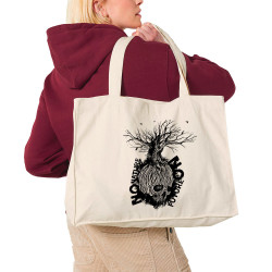 Grand sac shopping en toile recyclé naturel No Nature No Future (Gondrax,Ecologie,Slogans engagés,Têtes de morts)