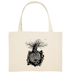 Grand sac shopping en toile recyclé naturel No Nature No Future (Gondrax,Ecologie,Slogans engagés,Têtes de morts)