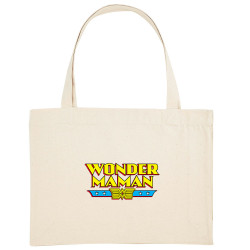 Grand sac shopping en toile recyclé naturel Wonder Maman (Humour,Films/Séries,Fête des mères,Détournements,Papa Maman Papy Mamie