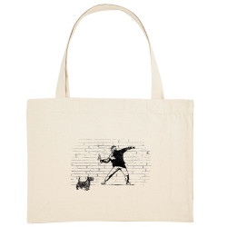 Grand sac shopping en toile recyclé naturel Banksy Vas chercher (Gondrax,Animaux,Humour)