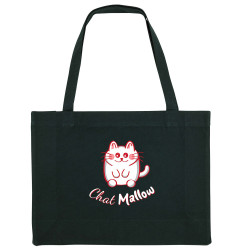 Grand sac shopping en toile recyclé noir Chat Mallow (Trabe,Animaux,Chats)