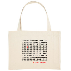 Grand sac shopping en toile recyclé naturel Stay Rebel Numbers (Jeux Vidéo / Geek)